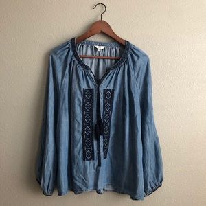 Embroidered Boho Peasant Top Boho Style Size XL